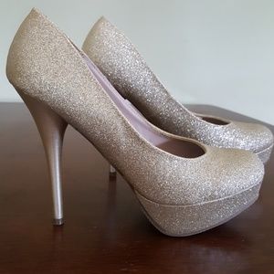 Champagne glitter heels